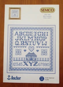 SEMCO BLUE SAMPLER CROSS X STITCH CHART 6904 1003 ANCHOR COATS SPENCER CRAFTS - Picture 1 of 5