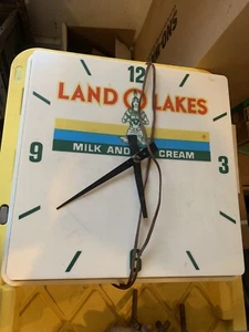 Vintage LAND O LAKES Lighted Electric Advertising Farm Clock Indian Maiden - Picture 1 of 2