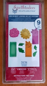 Spellbinders - 9 Piece Shapeabilities Die - Floral Tags - S5-105 - Picture 1 of 2