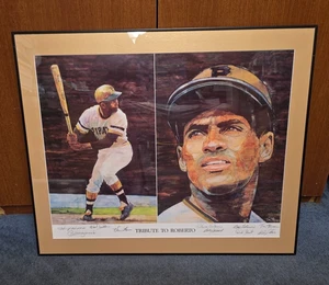 OMAGGIO A ROBERTO CLEMENTE MOSSER LITOGRAFIA 28X32 FIRMATO MAZEROSKI +9 INCORNICIATO ACCOPPIATO - Foto 1 di 8