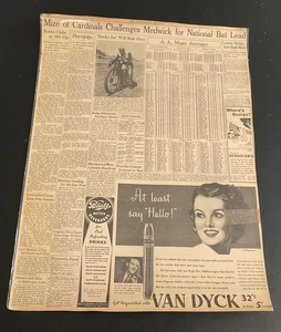 RARE 8/9/1936 Newspaper Clipping St. Louis Cardinals Johnny Mize Rookie - Bild 1 von 7