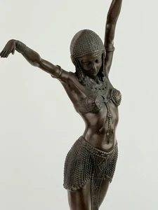 Flapper Dancer Sculpture Art Deco Style Demetre Chiparus European Bronze Finery - Picture 1 of 14