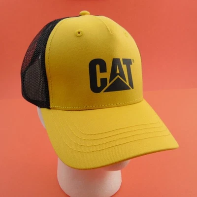 Caterpillar CAT Hat Adjustable Snapback Cap Construction Equipment Yellow Visor - Image 1 of 4