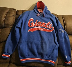 Vintage Starter New York Giants Football Hoodie Mens L Blue NFL - Picture 1 of 19