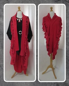 NEU MIT ETIKETT, AUSGEFALLENER LAGENLOOK, ROT, FLEECE, MULTI-WAY, LEITERSCHAL/TOP/WESTE, EINHEITSGRÖSSE - Bild 1 von 23