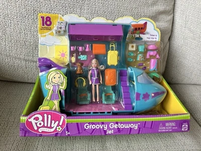 Vintage 2004 Polly Pocket Groovy Getaway Jet , Mattel B2627,  Excellent NIB - Image 1 of 4