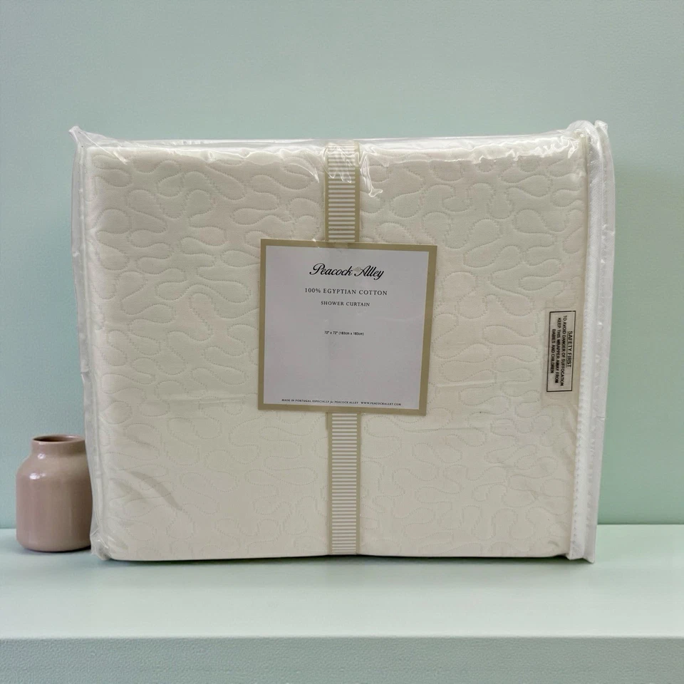 PAVO REAL CALLEJÓN Nueva CORTINA DE DUCHA MATELASSE 100% Algodón Egipcio 72 x 72" Pulgadas Foto 1 de 4