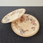 Assiettes Élevées Décor Texas Brownfield And Sons Faïence Polychrome, 19ème