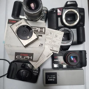 Lotto fotocamera pellicola Canon EosRebel G quarzo data ribelle x 105 Lx elfo scattante 35 mm - Foto 1 di 5