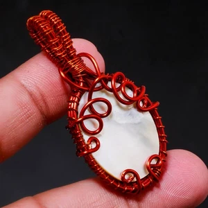 Handgefertigter Perlmutt Edelstein Drahtwicklung Kupfer Schmuck Anhänger 2,10... - Bild 1 von 7