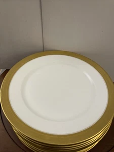 W Guerin Limoges Abendessen Mittagessen Teller 9 3/4" Gold verkrustet Set mit 8 Tellern - Bild 1 von 8