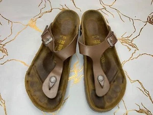 Birkenstock Women Gizeh Brown Sandals Size 38 US7-7.5 UK5 Good Used - Picture 1 of 6