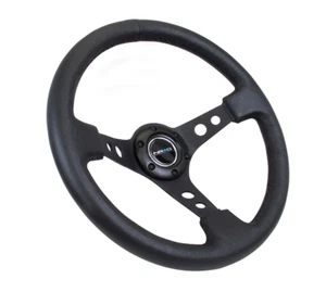 NRG 350mm Reinforced Sport Steering Wheel Black Leather RST-006BK - Bild 1 von 4