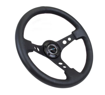 NRG 350mm Reinforced Sport Steering Wheel Black Leather RST-006BK - Image 1 of 4