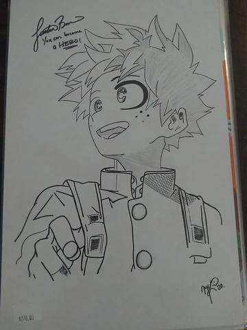 Justin Briner Signed My Hero Academia Deku McLain McGuire Comic Art Cover
