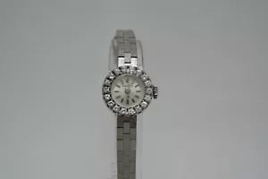 Vintage Hamilton 18K White Gold & Diamond Bezel Cocktail Ladies Watch Women's - Picture 1 of 12