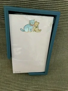 New Vintage Hallmark Memo Sheets Kitty Cat & Teddy Bear + Blue Holder **See Desc - Picture 1 of 4
