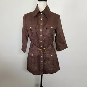 Appraisal Damen Blazer Medium Elegant Freizeit Braun Button Down Gürtel Langarm - Bild 1 von 8