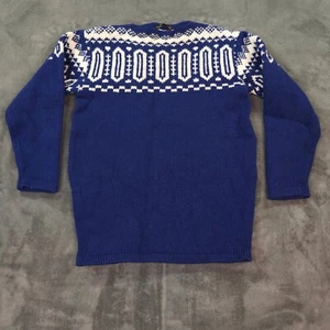 Vintage Carlo Gruber Sweater Mens 40 Blue Austria Nordic Fair Isle Ski Wool - Picture 1 of 7