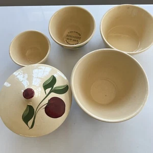 Early Vintage 1 Wattware & 2 Oven Ware Stoneware Mixing Bowls 6" 7" & 8" Antique - Picture 1 of 19
