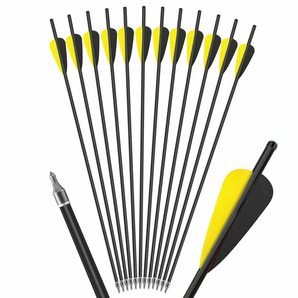12 piezas 17"/20"/22" flechas de carbono pernos de ballesta/aljaba de flecha para tiro con arco caza Foto 1 de 4