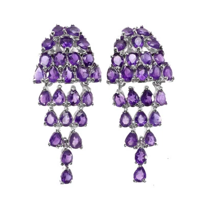 Orecchini In Argento Sterling 925 Con Pietra Preziosa Ametista - Immagine 1 di 4