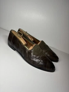 Mocasines Stracam Hombre 10.5 D Hechos en Italia Mocasines Venecianos Gamuza Verde - Imagen 1 de 16