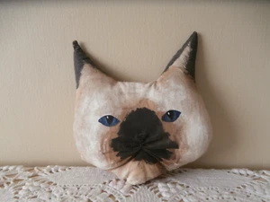Primitive Siamese Cat Mini Pillow~Shelf Sitter~OOAK~Handcrafted~Unique~Country - Picture 1 of 6