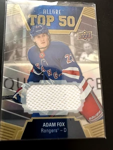 2019-20 UPPER DECK UD ALLURE ADAM FOX T50-5 TOP 50 JERSEY RELIC NEW YORK RANGERS - Picture 1 of 2