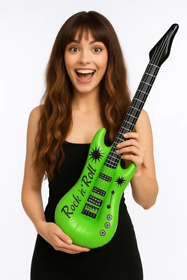 6 x Inflatable Guitars Musical Blow Up Neon Accessories Fancy Dress Costume - Image 1 of 4