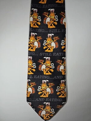 Necktie Tie Garfield with drum Still Eating Paws Addiction 4" and 56" long - Image 1 of 4
