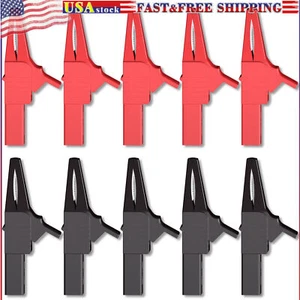 10PCS Heavy Duty Alligator Clip Insulated Crocodile Clip with 4mm Banana Socket - Picture 1 of 8