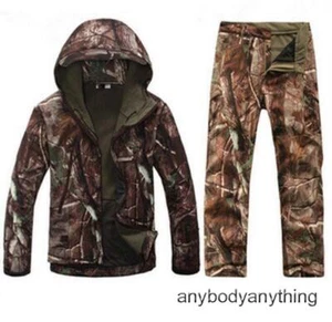 New Men Hunting Camouflage Clothing Waterproof Windproof Hooded Jacket & Pants D - Picture 1 of 13