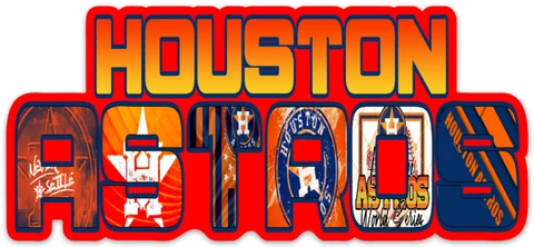 Houston Astros Vintage Classic Name logo Art type Die-cut MAGNET Cover