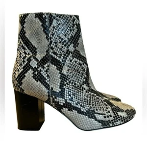 Halogen Alexa Vegan Leather Snakeskin Print Block Heel Ankle Boots Booties - 8.5 - Picture 1 of 11