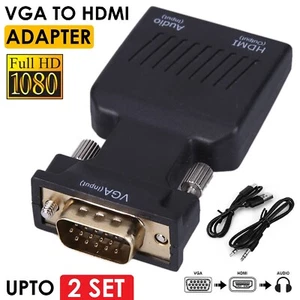 VGA to HDMI Male to Female Video Adapter Cable Converter with Audio HD 1080P New - Picture 1 of 13