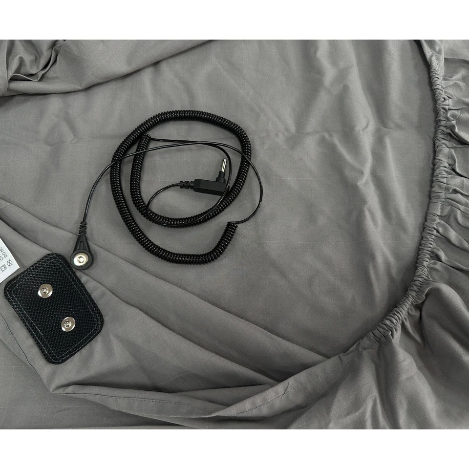 5% Silver Fiber Cotton Grounding Fitted Sheets Gray Sleep Better Earth Cord - Image 1 of 4