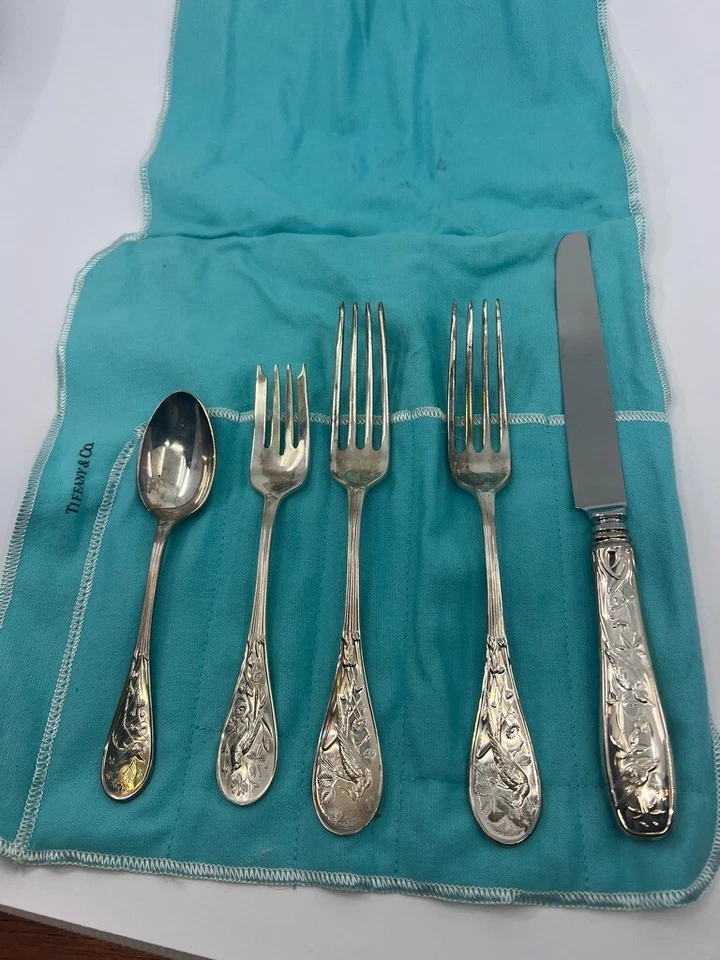 Tiffany & Co. Audubon cinco peças prata esterlina configuração de lugar (sem monograma) - Imagem 1 de 4