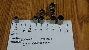 CRAFTSMAN 3/8 ANTRIEB 12 PUNKT STECKSCHLÜSSEL SET 10 14 15 17 18 MM LISTE AH - Bild 1 von 7