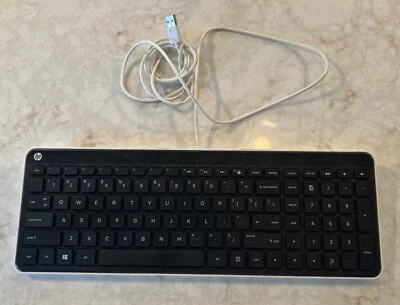 HP SK-2028 US Keys USB Slim Wired Keyboard Black & White USED FAST SHIPPING READ - Image 1 of 4