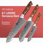 Knife Set Chef Utility Santoku 67 Layers Damascus Steel Full Tang Wood Handle L