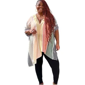 Women's Multicolored Striped Kimono - Picture 1 of 5