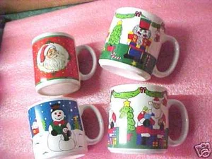 Vintage Christmas Mugs Cups Santa Frosty Soldiers tree - Imagen 1 de 1