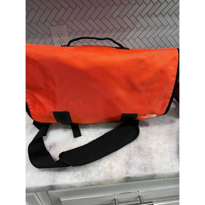 The North Face Messenger Laptop Bag Orange Black Shoulder Bag w/ FAUSTO Embroid - Image 1 of 4
