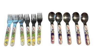 Teletubbies Vintage Niños/Niños 6 Tenedores y 5 Cucharas 1998 Acero Inoxidable Usado Foto 1 de 4