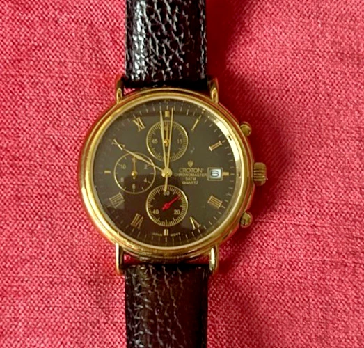 Reloj Croton Chrono Master Hombre Cara Negra  Foto 1 de 3