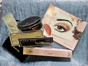 Mary Kay Metal Round Compact Pocket Mirror Black Pouch + Jeffree Star Improper + - Picture 1 of 16