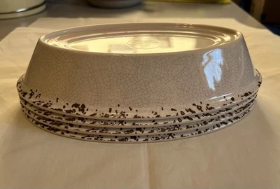 Tommy Bahama Ovalado Burrito Juego de 4 Cuencos Rústicos Marfil Acabado Craquelado Melamina Foto 1 de 3