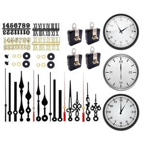 4Pcs Quartz Wall Clock Movement Kit Repair Tool with Large Hands Black - Picture 1 of 7