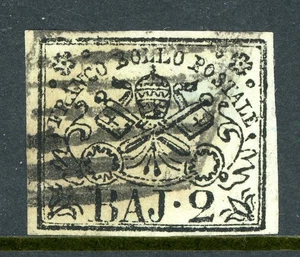 Italien 1852 Römische Staaten 2b grün weiß Scott #3 VFU O366 - Bild 1 von 6